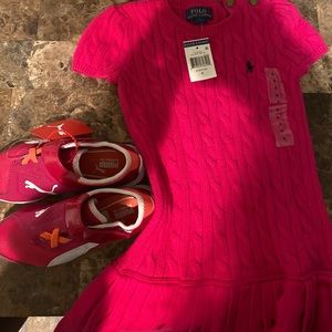 Girls  polo dress and matching Puma sneakers